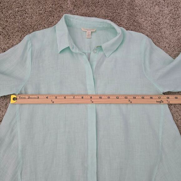 Eileen Fisher Organic Linen Tunic Top Sz S Green Minimalist Lagenlook Coastal - Picture 8 of 9